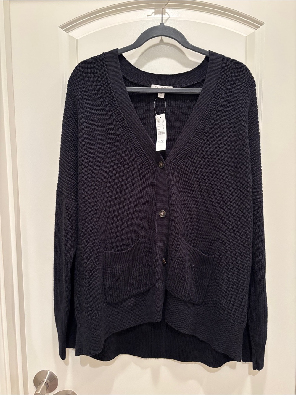 Size XL J. Crew Black V-Neck Cotton-Blend Cardigan - Picture 2 of 6